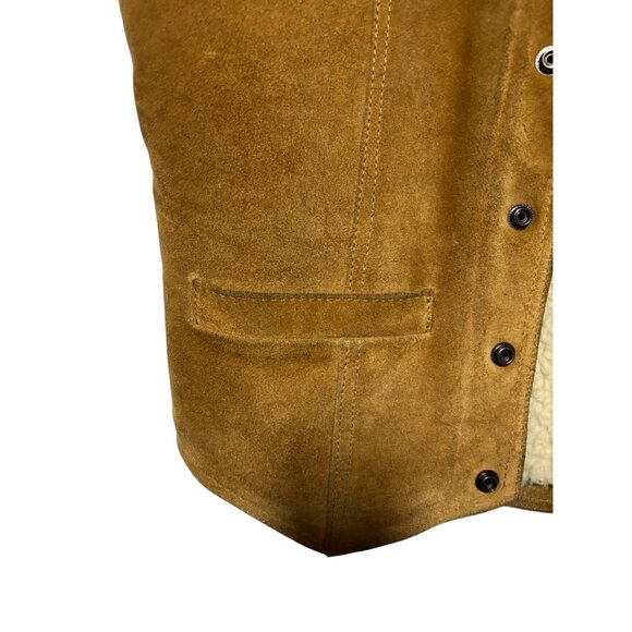 Ballymoor Vintage 70s Mens Genuine Leather Sherpa lined Western Cowboy Vest sz S - Picture 3 of 12